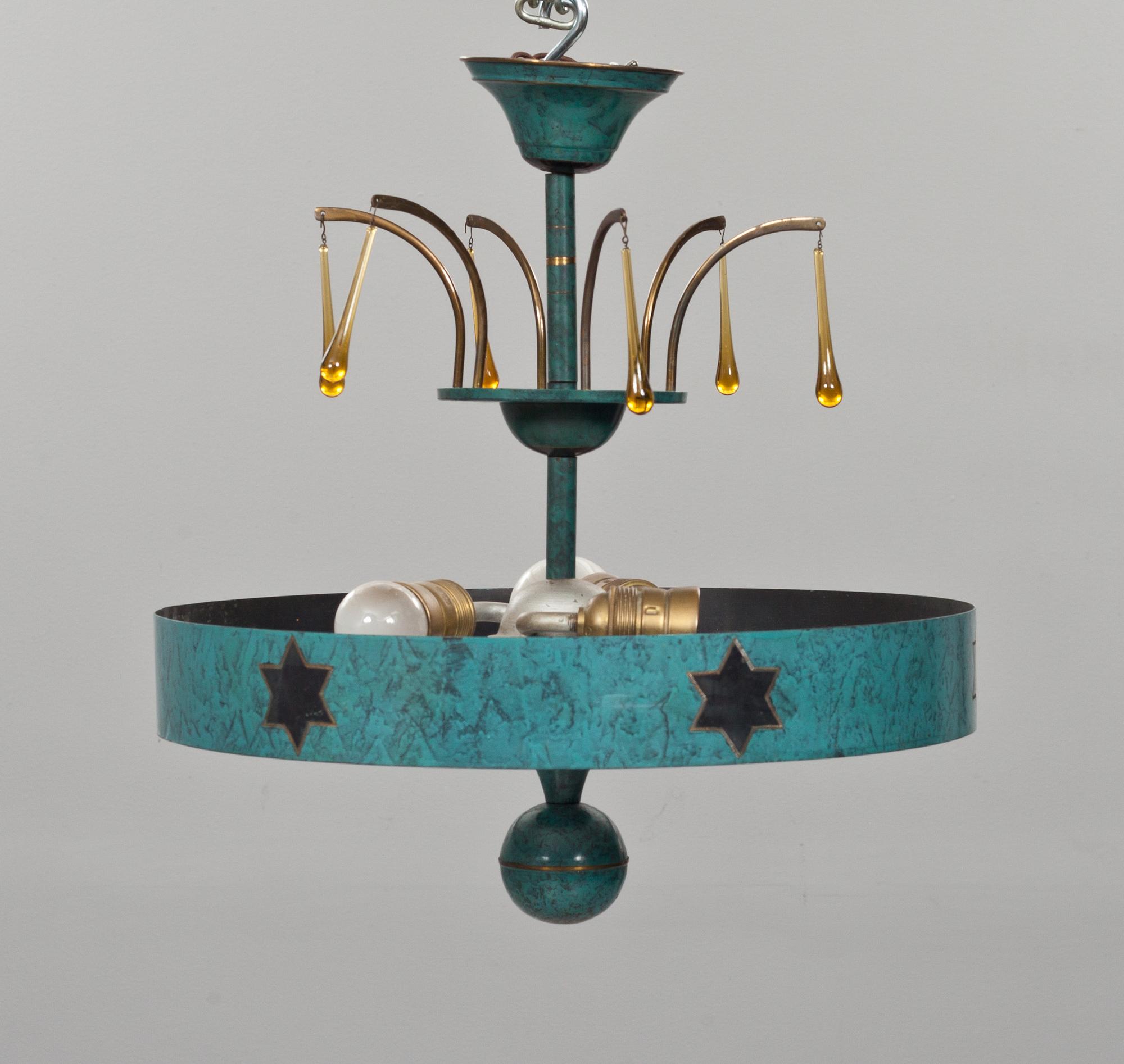 TAKLAMPA, art deco, 1900-talets första hälft. H 45.