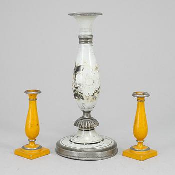 Three Biedermeier candlesticks, probably Germany, first half of the 19th century.
