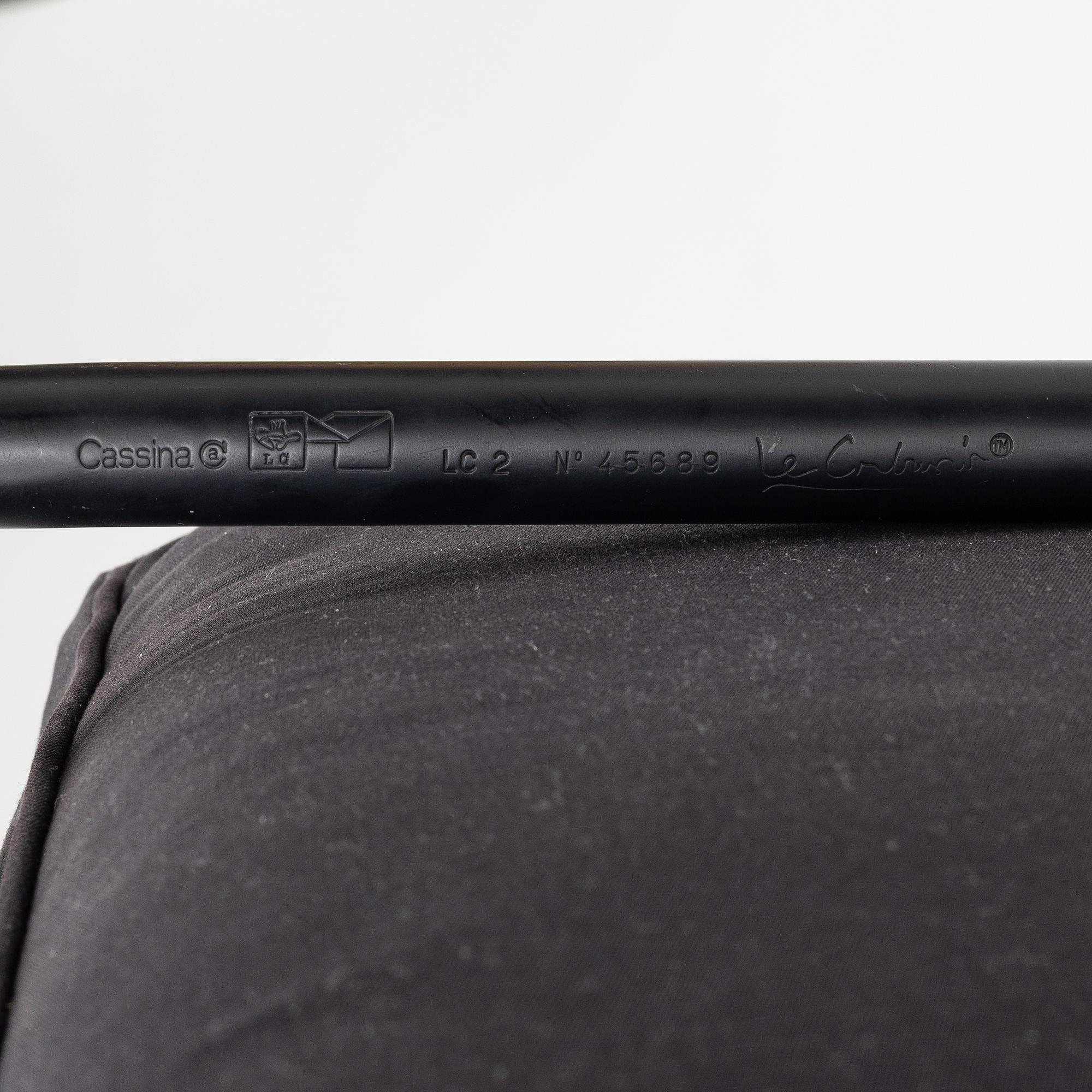 Pierre Jeanneret, Charlotte Perriand & Le Corbusier, an 'LC 2' sofa, Cassina, Italy.