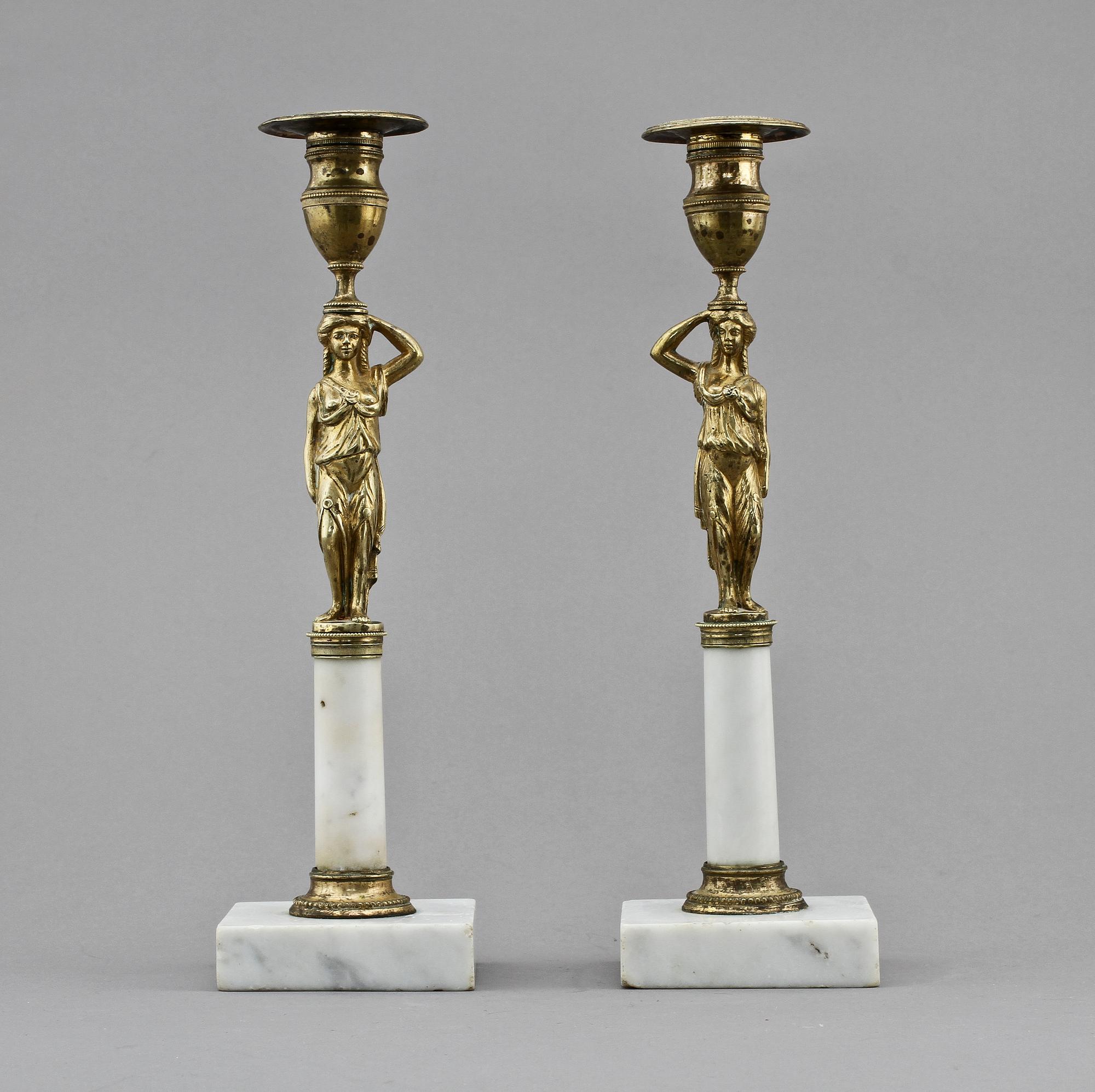 LJUSSTAKAR, ett par, empirestil, 1900-talets första del.