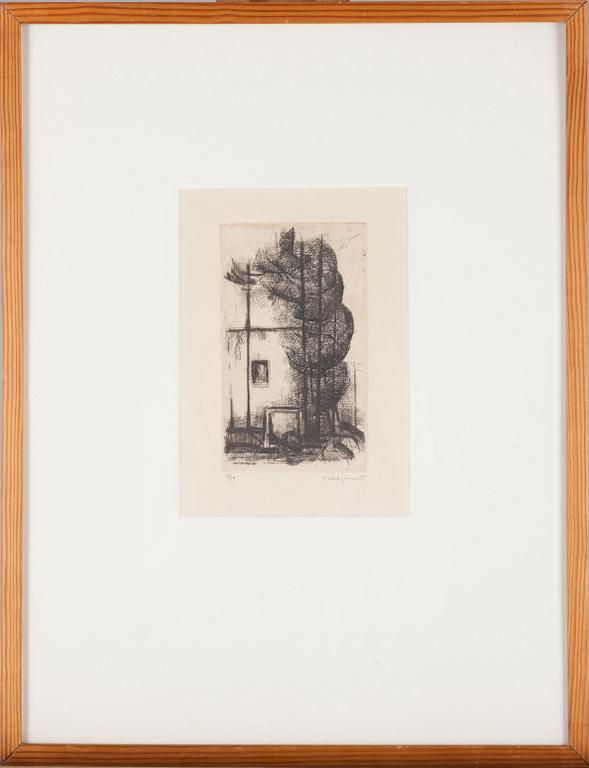 PENTTI KASKIPURO, etsaus, signeerattu ja päivätty -55, numeroitu 2/14.