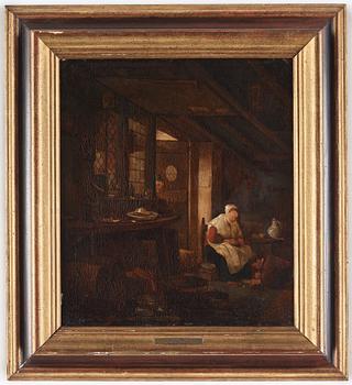 Thomas Wyck Circle of, Kitchen interior with mother and child.