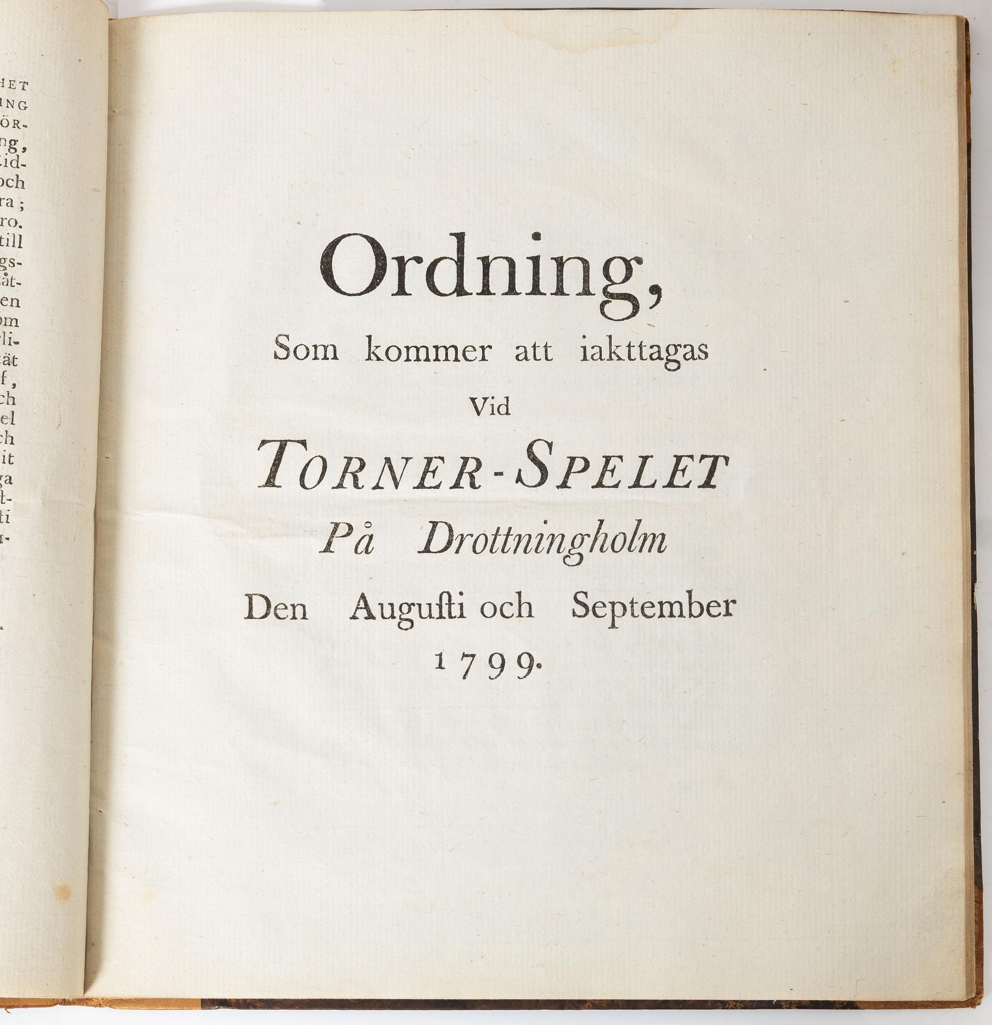 Samling äldre böcker, 8 st, mestadels om Drottningholm, 1700-1800-tal.