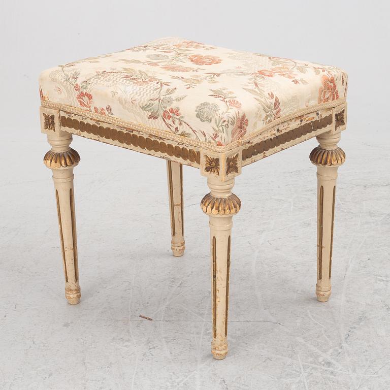 A Gustavian stool, Sweden, late 18th century.