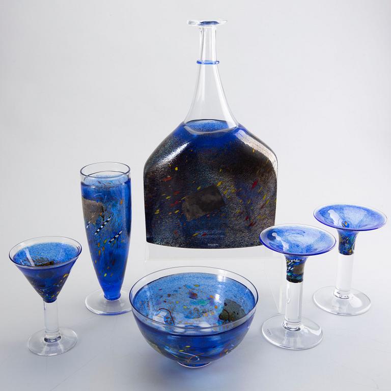 BERTIL VALLIEN, 6 glass objects, Kosta Boda.