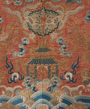 A Chinese silk embroidery, Qing dynasty (1644-1912).