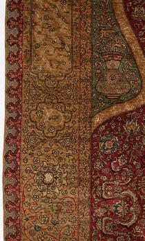 A rug, an antique Kum Kapi with metal brocade, Istanbul around 1910, "Sultan's Head Prayer" design.