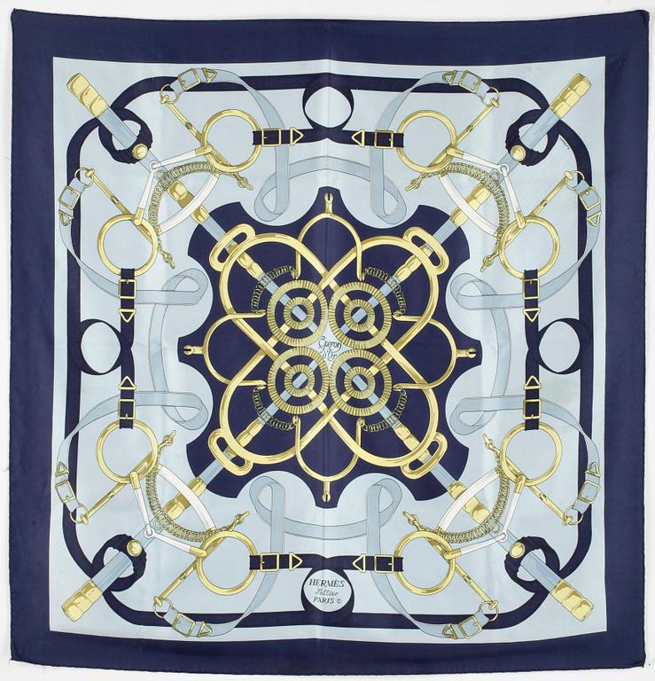 SCARF, siden, "Eperon d'Or", Henri d'Origny, Hermès, Paris troligen 1960-tal.