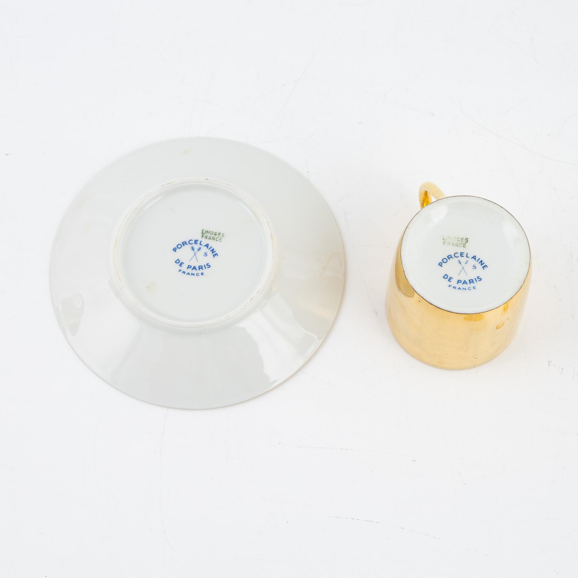 Kaffeservis, 13 delar, porslin, Limoges, Porcelaine de Paris, Frankrike.