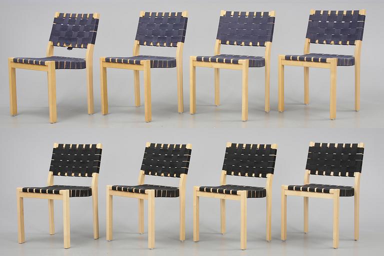 STOLAR, 8 st, modell 611, Alvar Aalto, Artek, 1900-talets andra hälft.