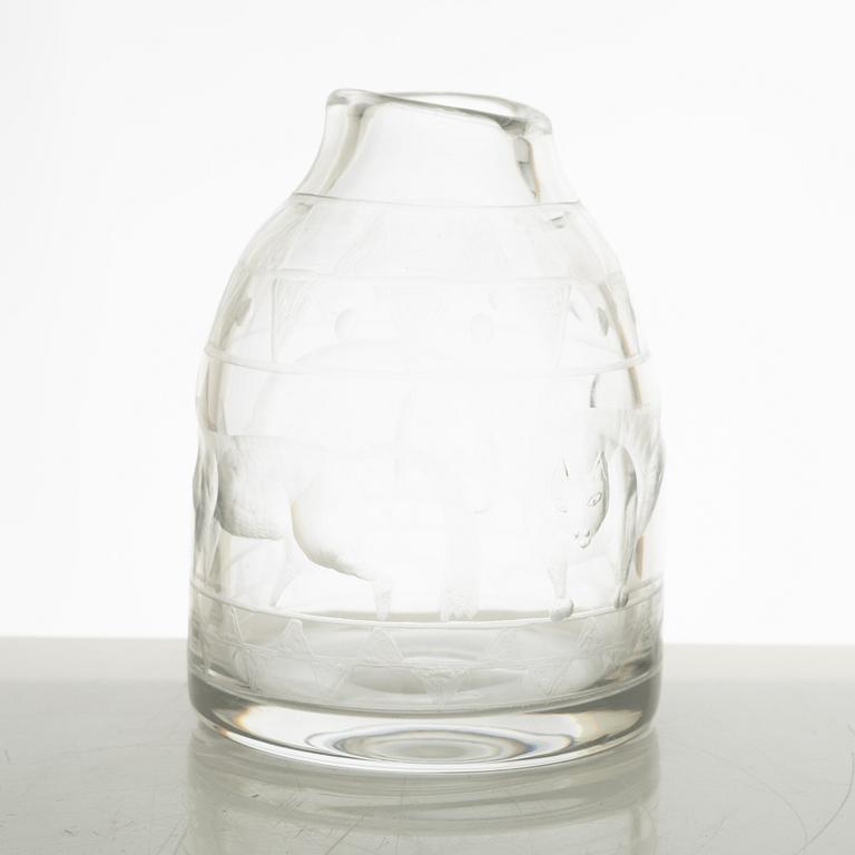 Erik Höglund, a glass vase, Boda Glasbruk Sweden 1950s.
