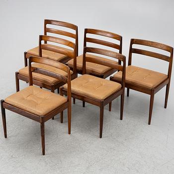 Kai Kristiansen, Stolar, 6 st, "Univers" modell 301, Magnus Olesen, Durup, Denmark, 1960-tal.
