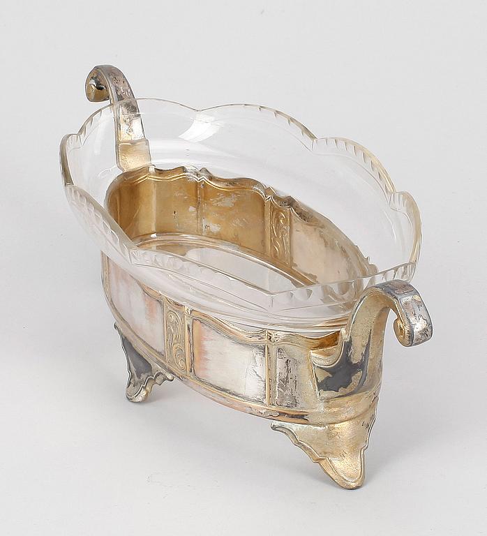 JARDINJÄR, argent haché och glas, Danmark, 1900-talets första del.