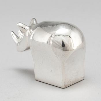 GUNNAR CYRÉN, a zinc silverplate rhinocerus sculpture by Dansk design Japan.