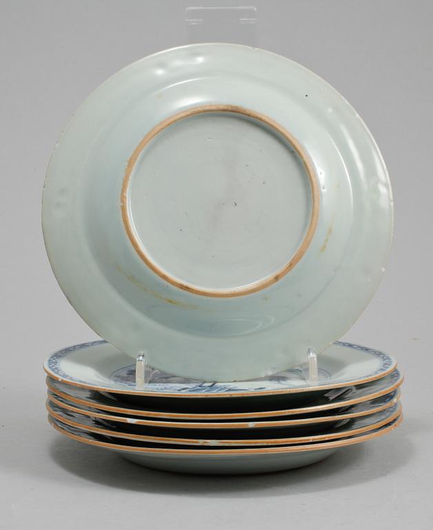 ASSIETTER, 6 st, porslin, Kina, 1800-tal.