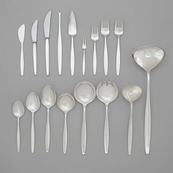 351. Tias Eckhoff, a 128 pcs set of 'Cypress' sterling and stainless steel flatware, Copenhagen post 1953.