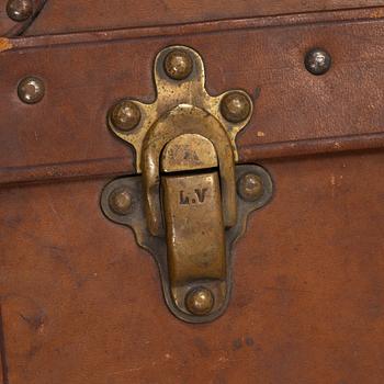 Louis Vuitton, a leather suitcase, first half of the 20th Century.