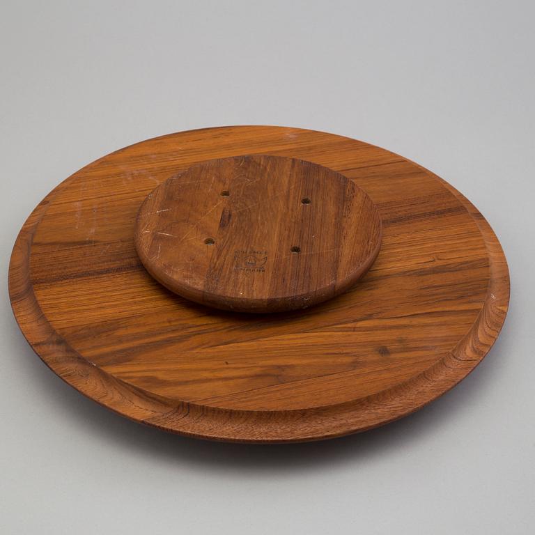 A teak and glass 'lazy Susan, Digsmed, Denmark.