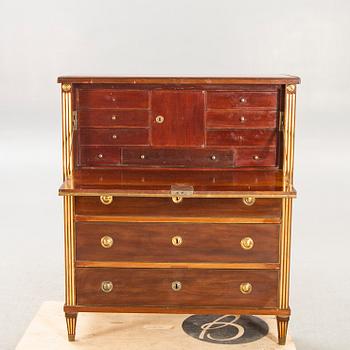 A late Gustavian mahogany escritoire around 1800.