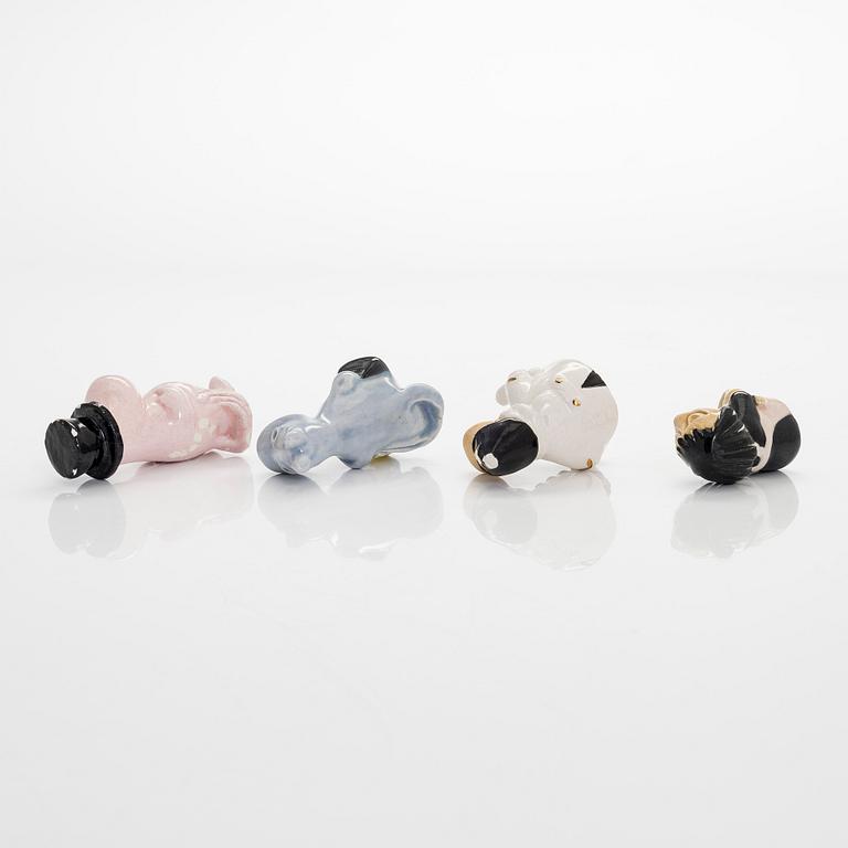 Leo Tykkyläinen, Muumi-figuriineja, 4 kpl, keramiikka, 1950-luku.