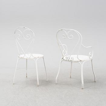 Four painted cast iron chair and table, mid/first half of the 20th century, Sweden.