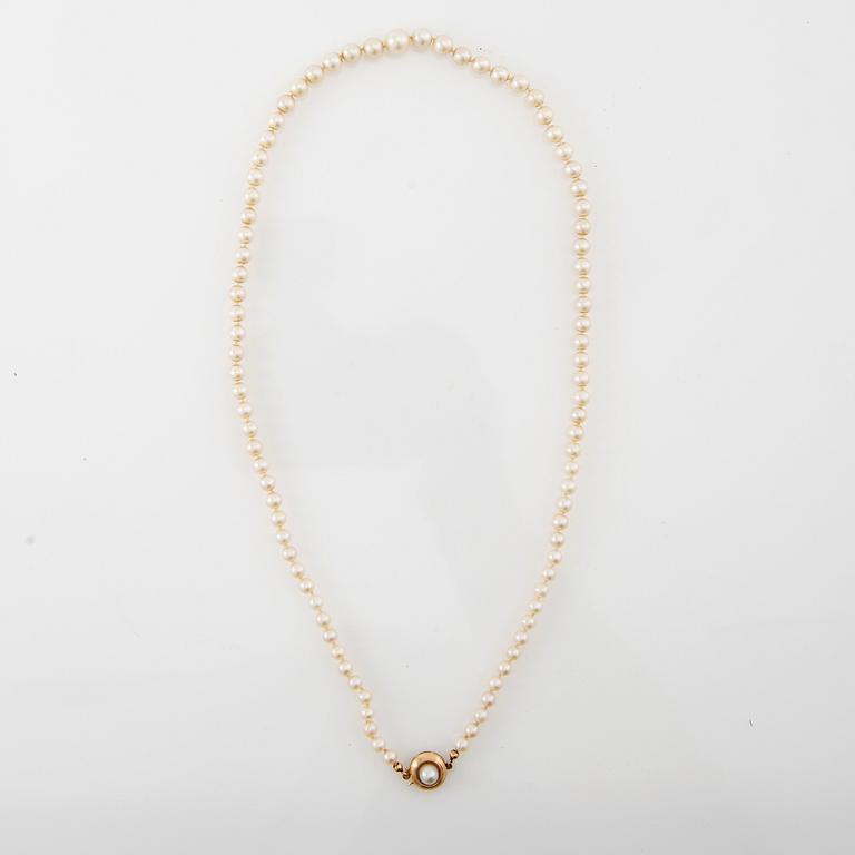 Collier, 18K guld och pärlor.