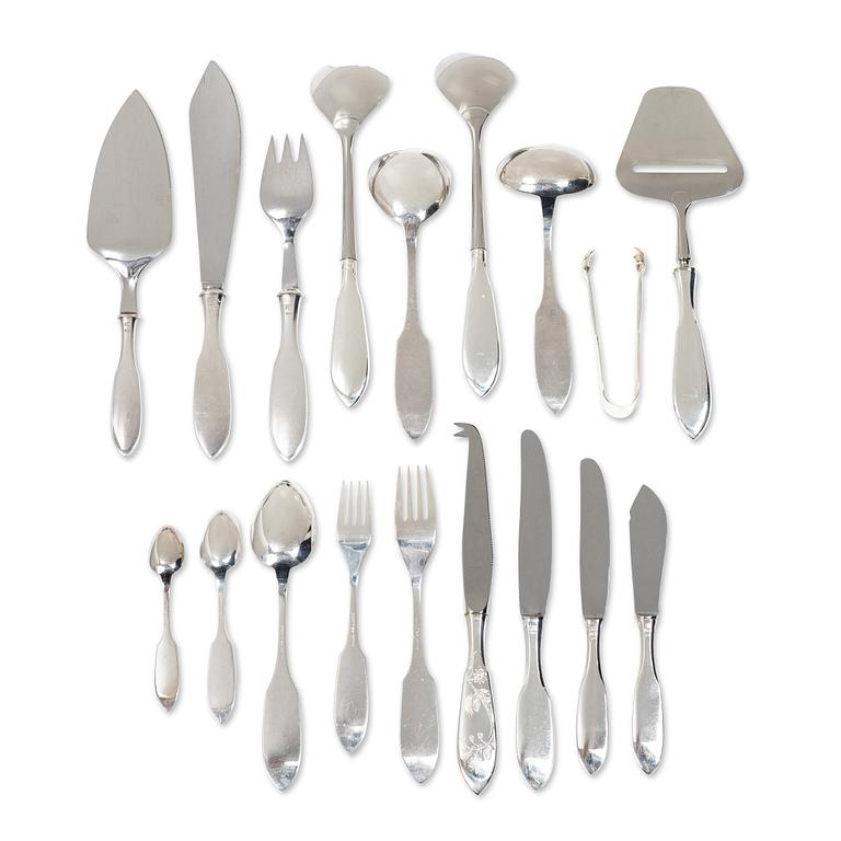 A Swedish silver cutlery set, “Tornedal”, including mark of Mema Guld & Silver AB, Lidköping, 1977 (99 pieces).