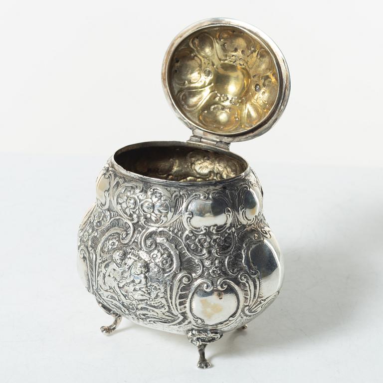 Sockerskål, silver, rokokostil, 1900-tal.