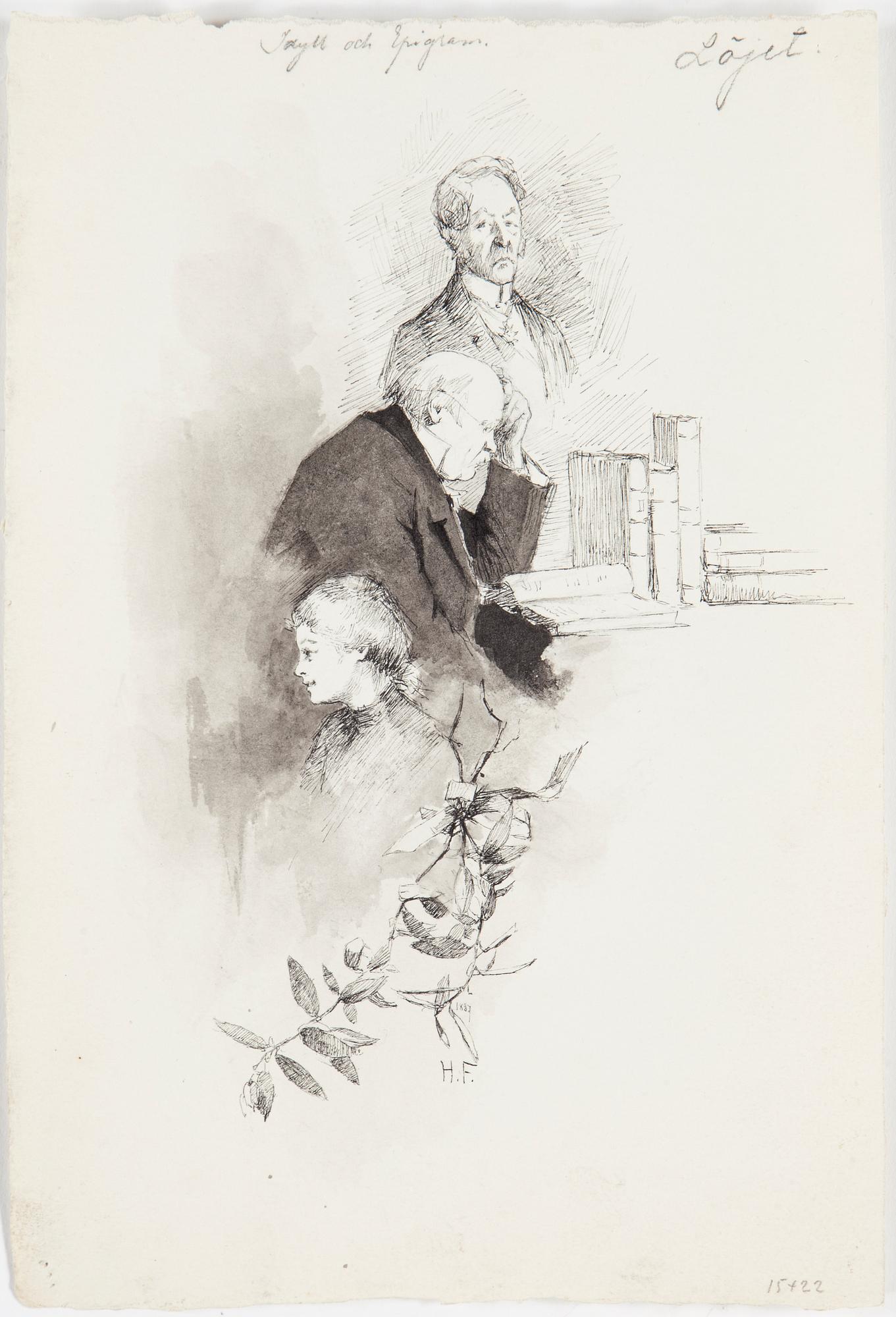 HANNA FROSTERUS, 15 teckningar, förlagor till Idyll och Epigram av J.L. Runeberg. Monogramsignerade, flera  dat 1887.