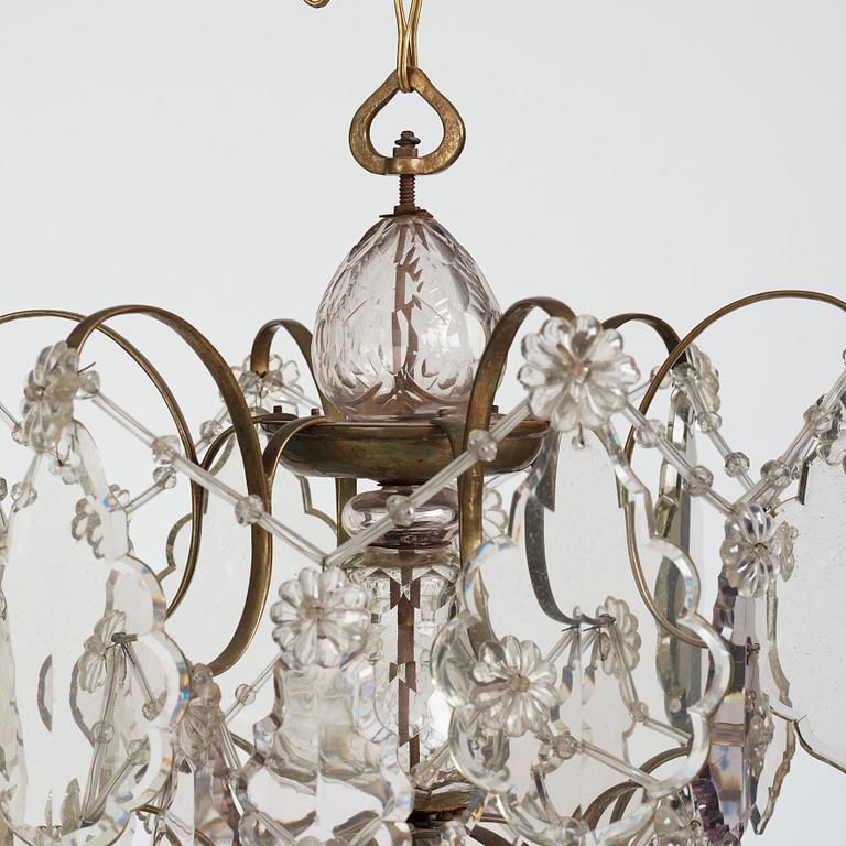 A mid 19th century Swedish Baroque style six-light chandelier.