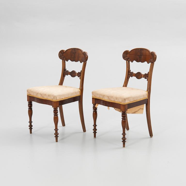 Chairs, a pair, with table, Empire, 18th/19th century.