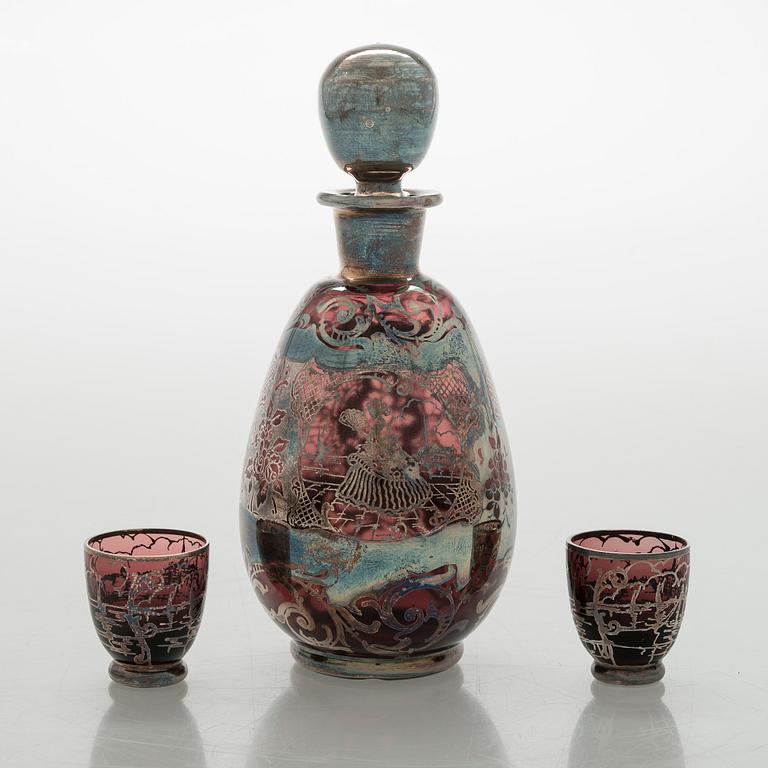 Two similar glass sets, Middle European 1950s.