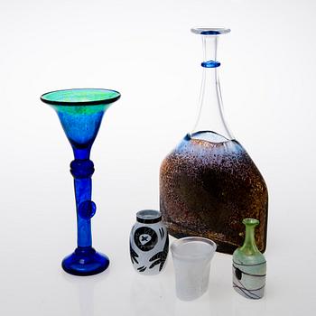 KOSTA BODA, PARTI DIVERSE GLAS, 5 delar, glas, Kosta Boda Sverige, 1900-talets slut.