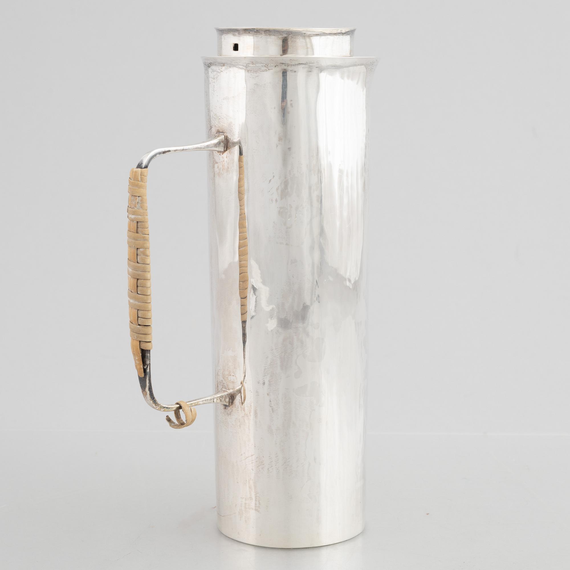 Ove Bohlin Silversmide, a sterling silver pitcher with cover, Stockholm, Sweden, 1963.