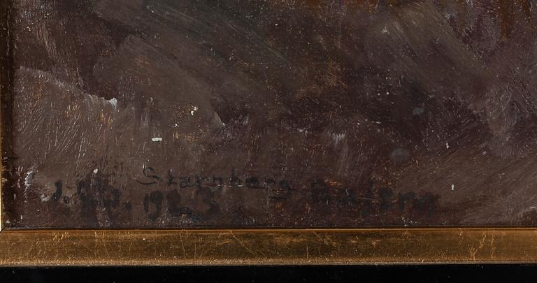 OIDENTIFIERAD KONSTNÄR, olja på pannå, otydligt signerad och daterad 1923.