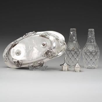 A French 18th century silver cruet-set, marks of Joseph Bouillerot, Paris 1775.