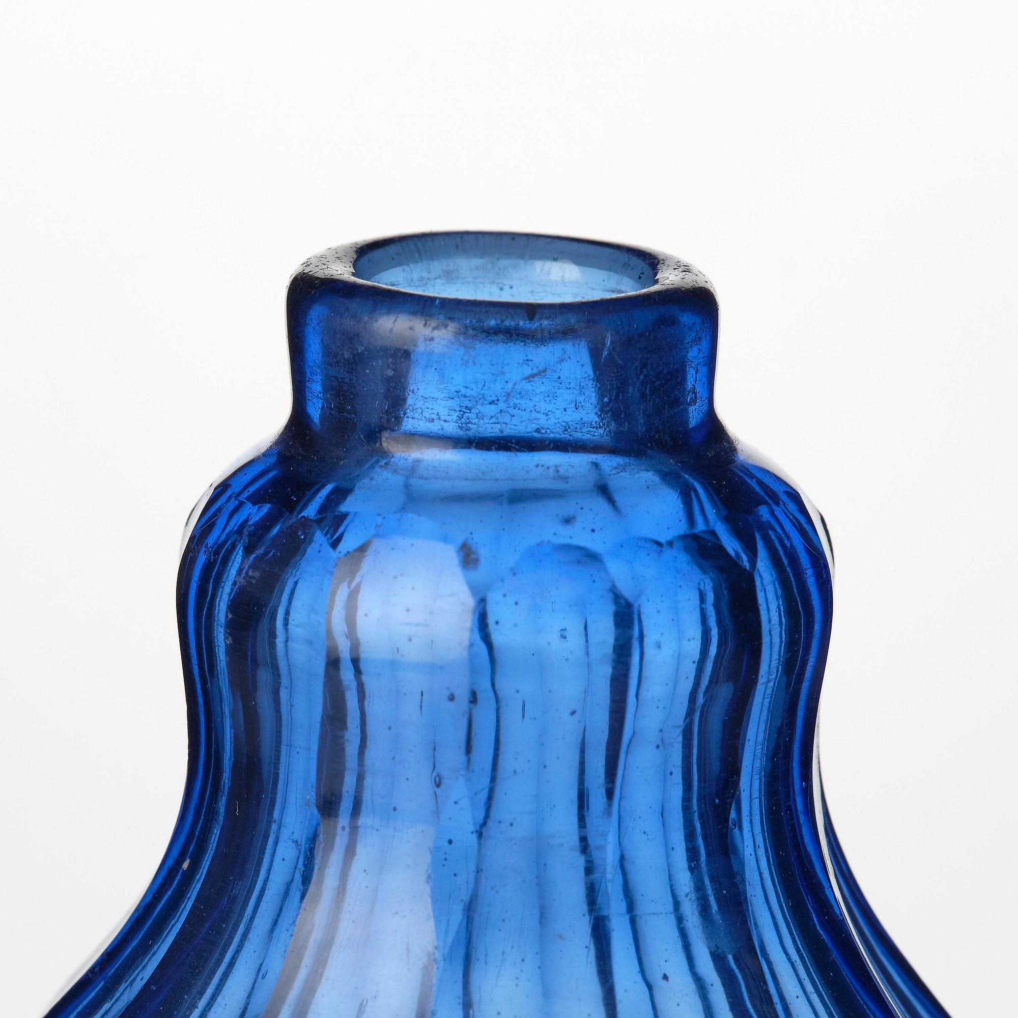 A Swedish Rococo blue glass and silver bottle, marked Lorenz Vick (Ulricehamn 1766-1808).