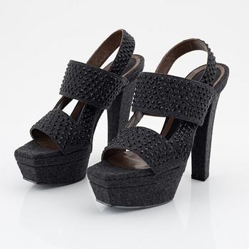 Marni, a pair of wool and rhinestone sandals, size 37.