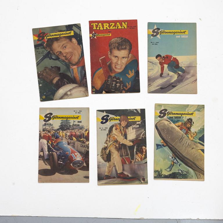 Comic books, a collection, including "Serie-Magasinet Kilroy", "Tarzan med stjärnmagasinet" and "Serie-Magasinet".