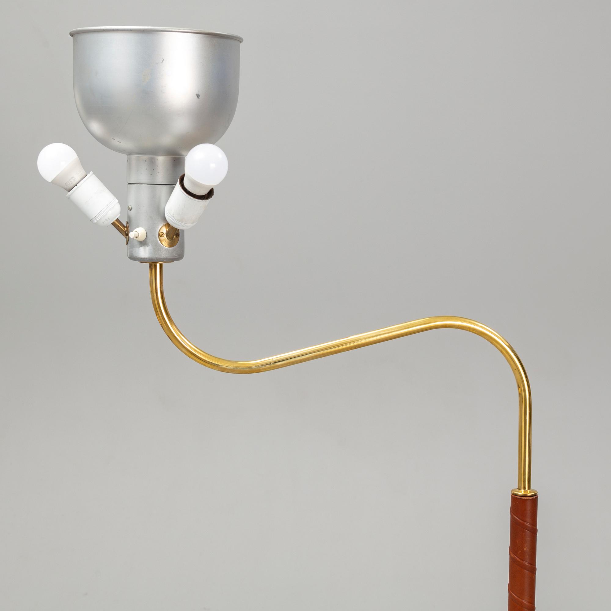 JOSEF FRANK, a model 2368/2148 'Stora Kamelen' brass standard light for Svenskt Tenn, Sweden.