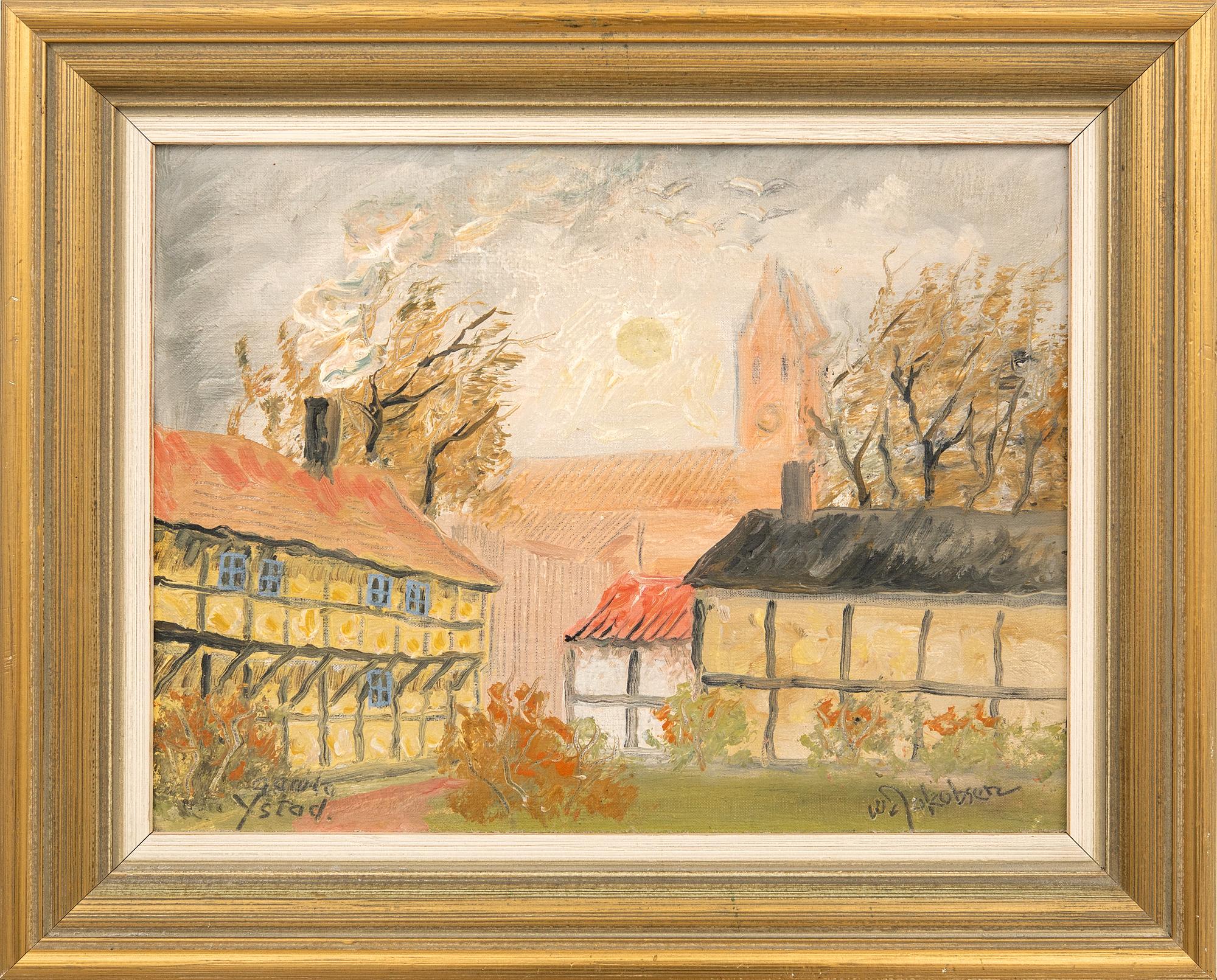 Oluf Wolmer Jakobsen "Old Ystad" and "Malmö Harbour".