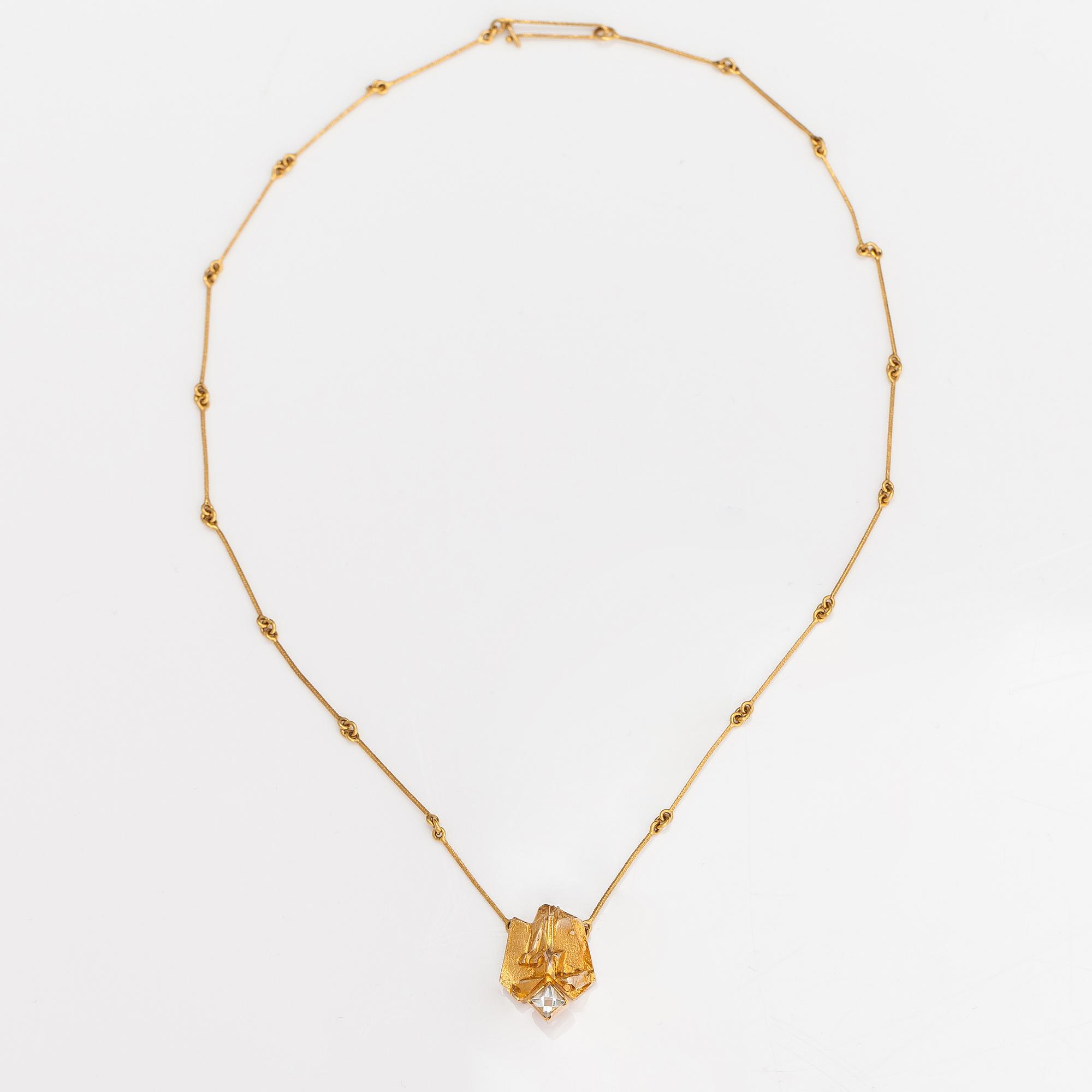 Björn Weckström, Kaulakoru "Lompolo", 14K kultaa, akvamariini. Lapponia 1972.