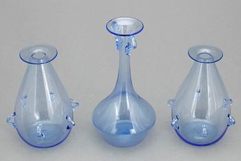 VASER, 3 stycken, glas, Italien, 1900-tal.