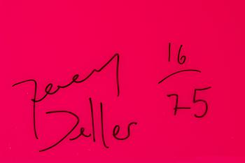 Jeremy Deller, signed on verso, edition 16/75. Executed in 1993-2018. Silkscreen on plexi.