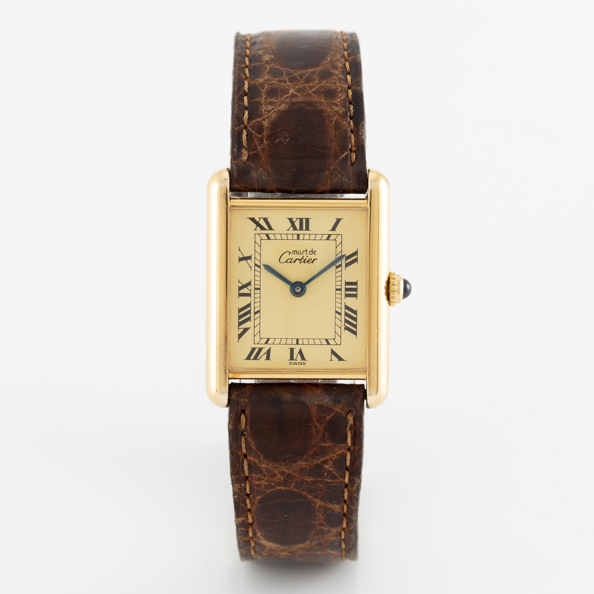 must de Cartier, Tank, wristwatch, 23.5 x 23 (30.5) mm.