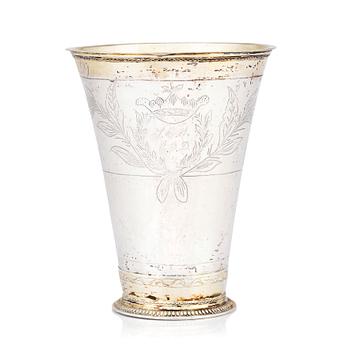 199. A Swedish mid- 18th Century parcel-gilt silver beaker, probably Conrad Gadd, Kristianstad 1749.