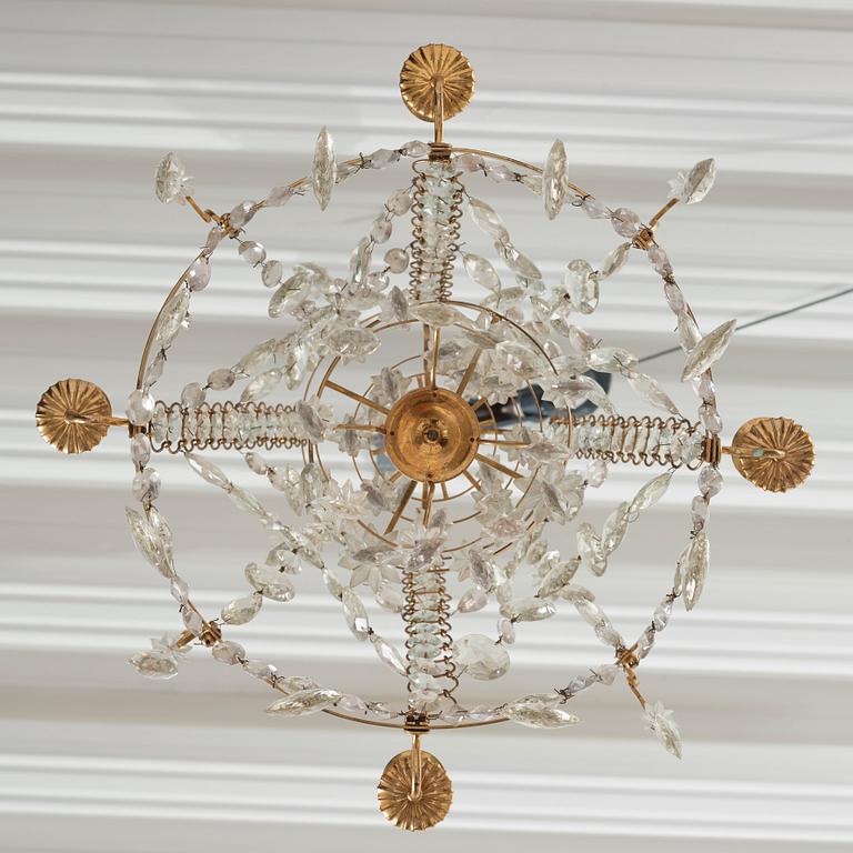 A Gustavian four-light chandelier, by O Westerberg (Stockholm circa 1769-1811), late 18th century.