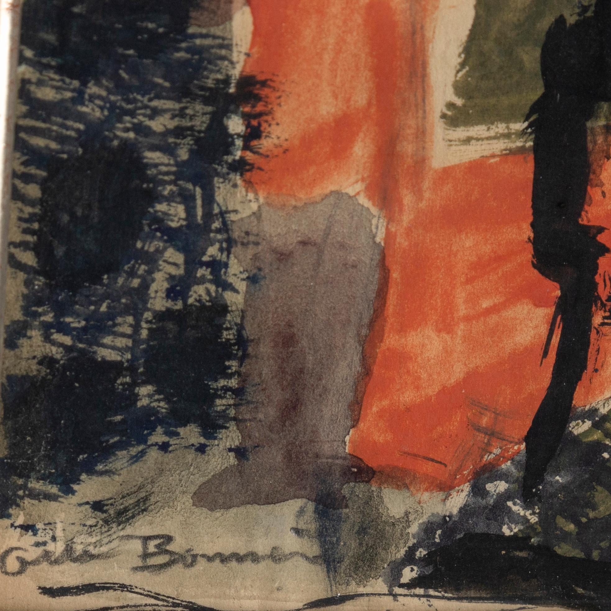 Olle Bonniér, gouache på papper, signerad, utförd 1948.