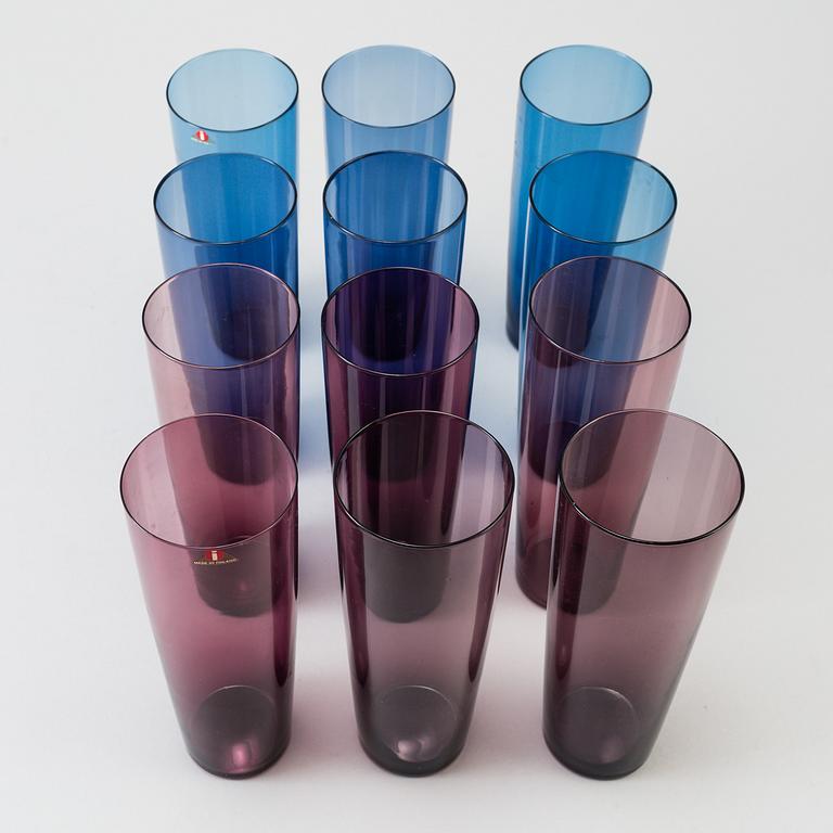 TAPIO WIRKKALA, a set of 12 glasses model 2204 by Iittala in the 1960's.