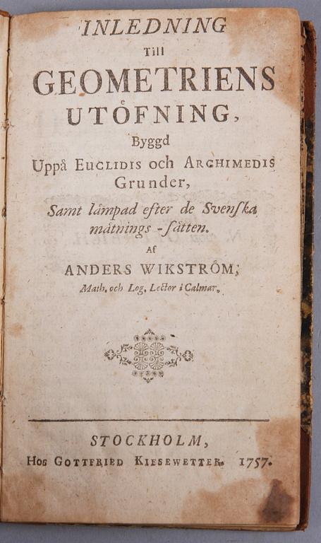 BÖCKER, 3 st, mattematik, bla "Matematischen und Plilosophischen..." del II, av Georg Philip Harsdörffern, Nürnberg 1651.